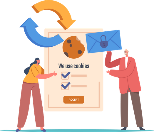 Proteção de cookies de informações pessoais GDPR  Ilustração