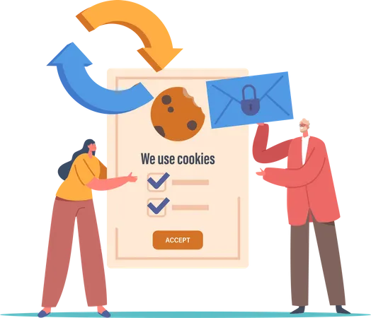 Proteção de cookies de informações pessoais GDPR  Ilustração