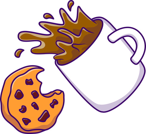 Cookies With Hot Coffee Mug  Illustration