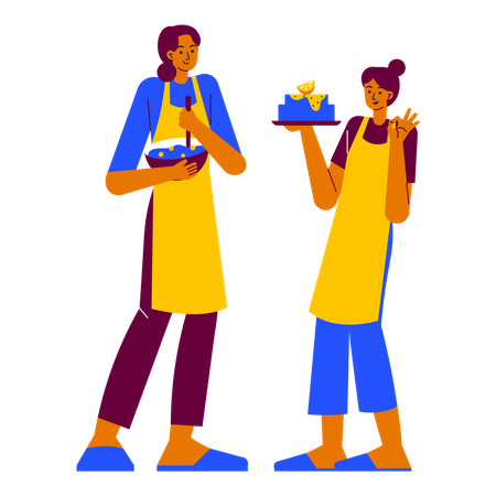 Cooking in the kitchen with children Illustration