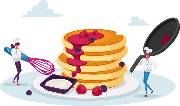 Cooking morning pancake  Illustration