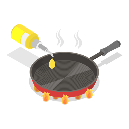 Cooking pan with oil  Illustration