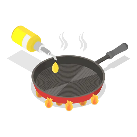 Cooking pan with oil  Illustration