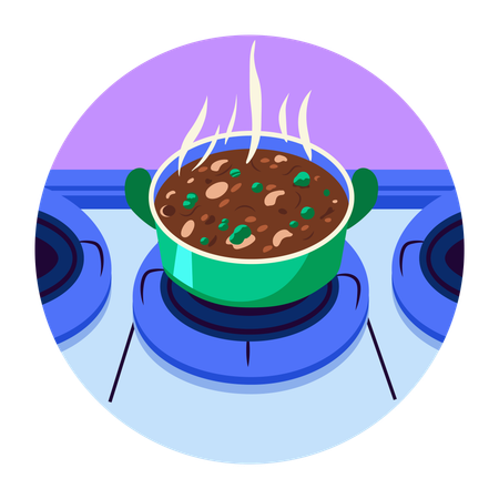 Cooking pot on gas stove  Illustration