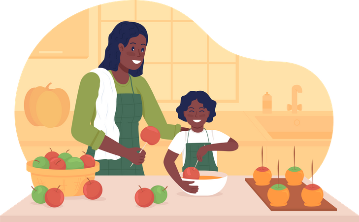 Cooking with child Illustration