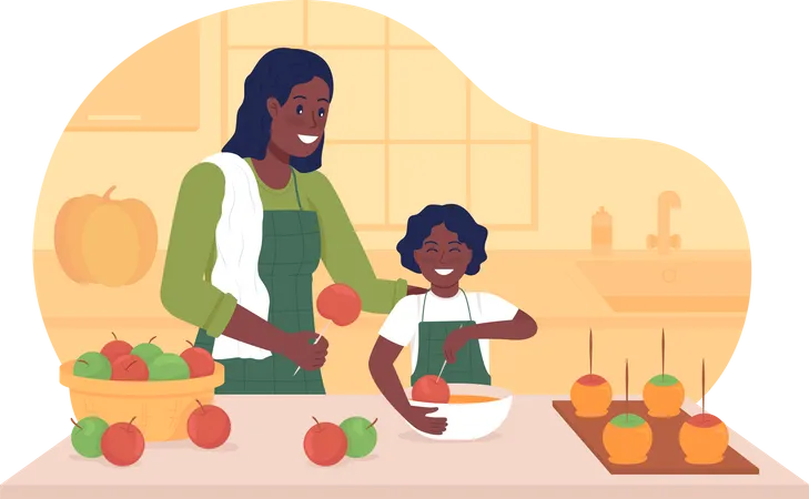 Cooking with child Illustration