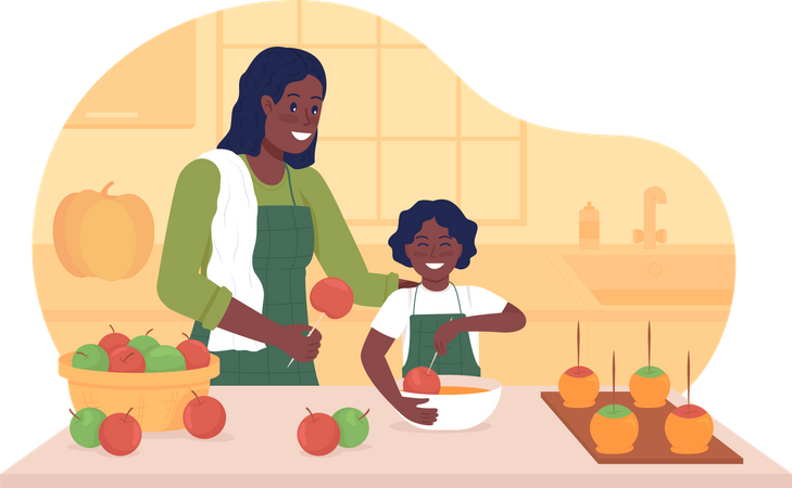 Cooking with child  Illustration