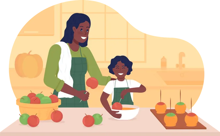 Cooking with child  Illustration