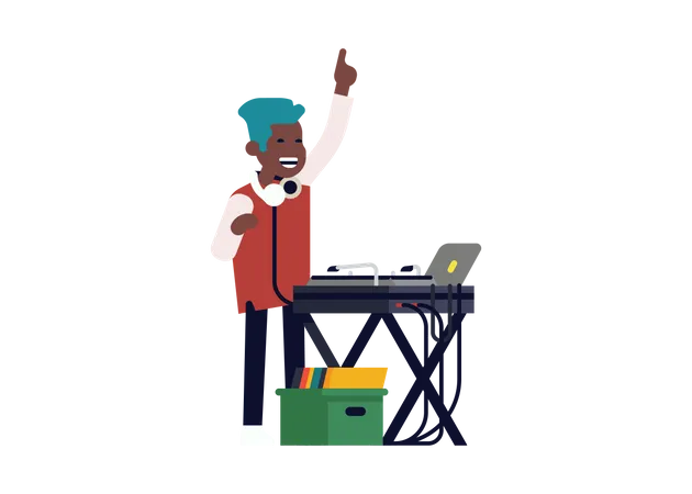 Cool DJ jouant de la musique  Illustration