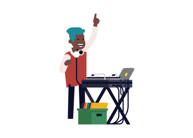 Cool DJ Playing Music  Illustration