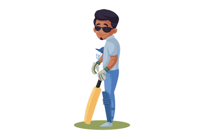 Cool Indian cricket Batsman Illustration