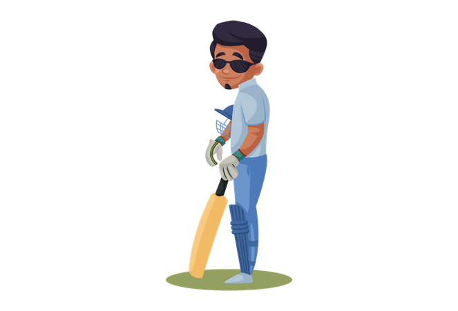 Cool Indian cricket Batsman  Illustration