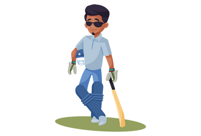 Cool Indian cricket Batsman  Illustration