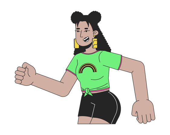 Cool latina girl sprinting running  Illustration