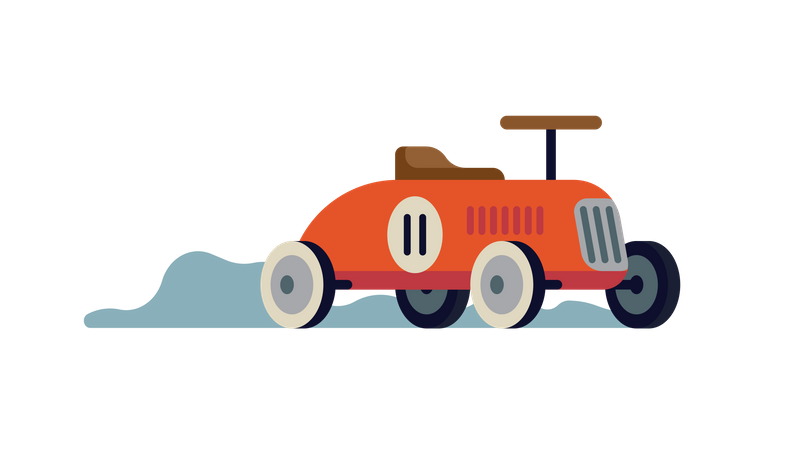 Cool balade minimaliste sur une petite voiture  Illustration