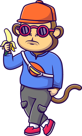 Cool Monkey Holding Banana  Illustration