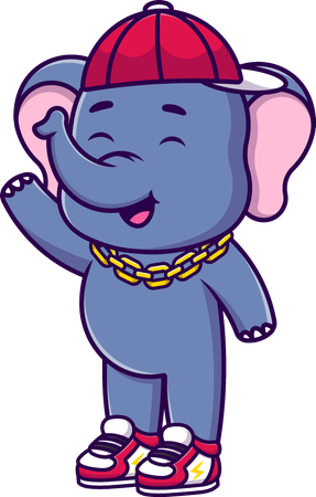 Cooler Elefant, der mit der Hand winkt  Illustration