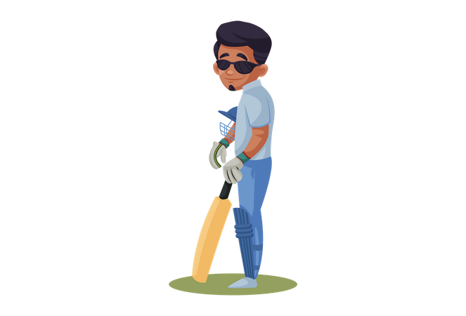 Cooler indischer Cricket-Schlagmann  Illustration