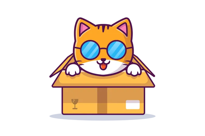 Cooles Katzenspiel mit Box  Illustration