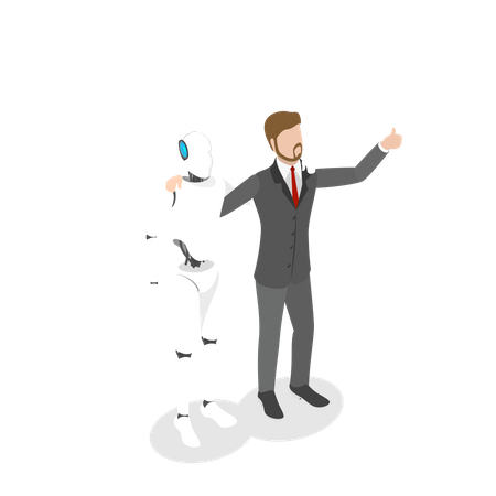 Cooperação robótica e humana  Ilustração