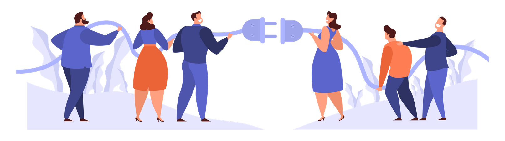 Cooperation between worker and partnership Illustration