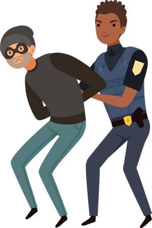 Cop Officer Arresting Criminal Illustration