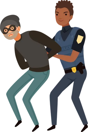 Cop Officer Arresting Criminal Illustration