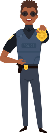 Cop Officer Showing Badge Illustration