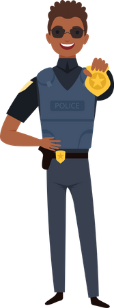 Cop Officer Showing Badge  Illustration