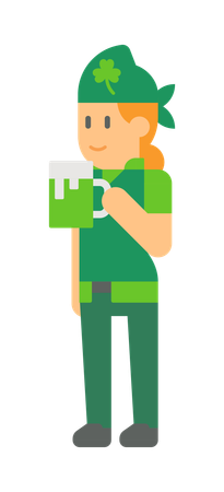 Copo de cerveja feminino Saint Patrick Elfholding  Illustration