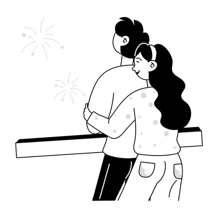 Coppia guardando i fuochi d'artificio  Illustration