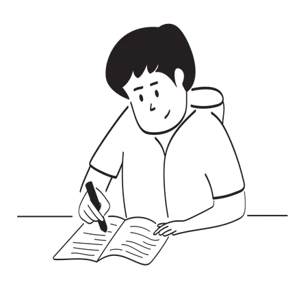 Copywriter writing business notes  Illustration