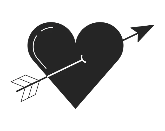 Coração trespassado por flecha  Ilustração