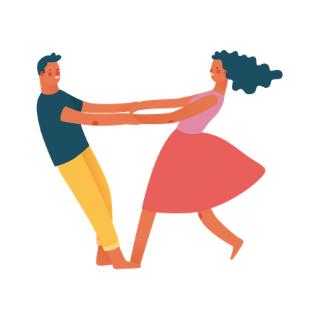 Coreógrafo masculino y femenino bailando la canción.  Ilustración