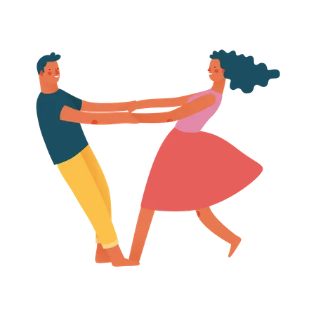 Coreógrafo masculino y femenino bailando la canción.  Ilustración