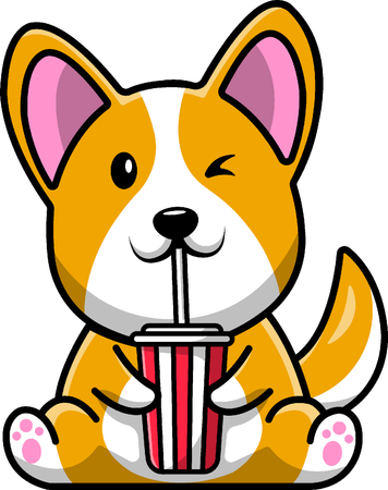 Corgi Dog Drink Soda  Illustration