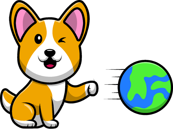 Corgi Dog Punch Earth  Illustration