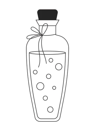 Corked glass potion bottle with floating bubbles Illustration