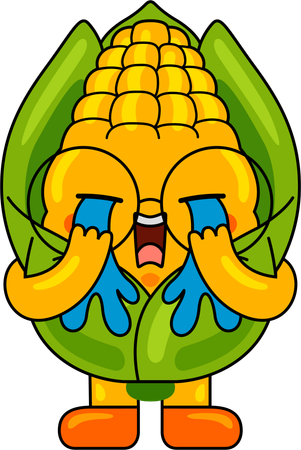 Corn Mascot crying  Illustration