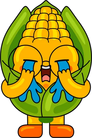 Corn Mascot crying  Illustration