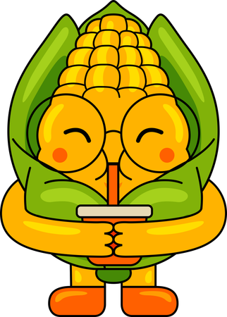 Corn Mascot drinking juice  Illustration