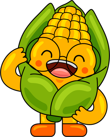 Corn Mascot laughing  Illustration