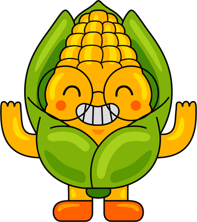 Corn Mascot raising both hands  Illustration