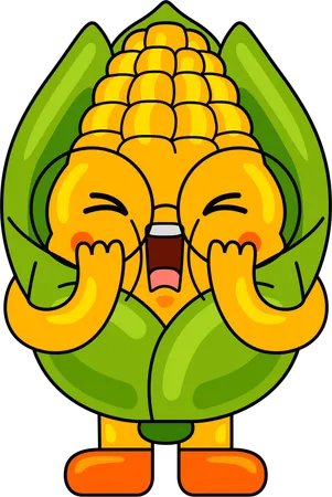 Corn Mascot shouting  Illustration