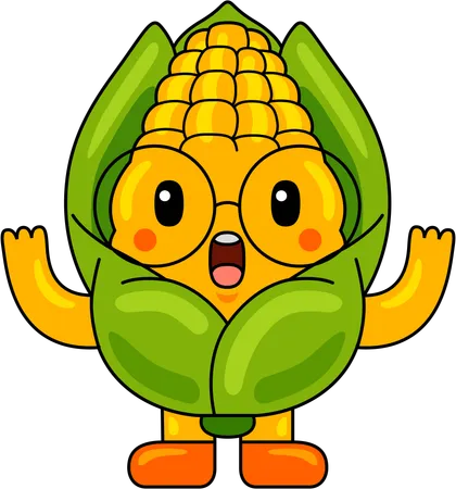 Corn Mascot with wide open arms  Illustration