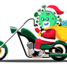 illustration for santa driving bike