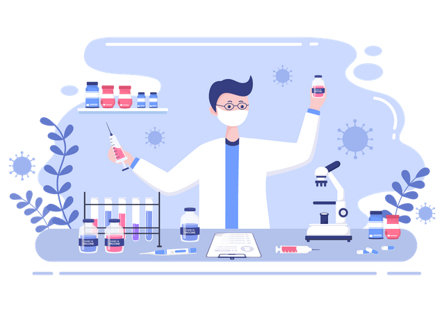 Corona Vaccine Researcher  Illustration
