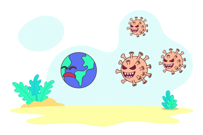 Coronavirus as Villain  Illustration