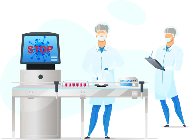 Laboratory Workers Flat Color Vector Faceless Characters Coronavirus Blood Testing Biologists In Lab Medical Analysis Isolated Cartoon Illustration For Web Graphic Design And Animation Illustration