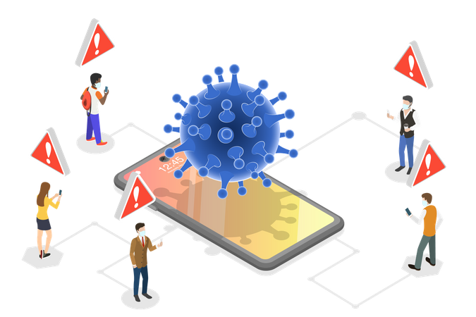 Coronavirus Contact Tracing App  Illustration